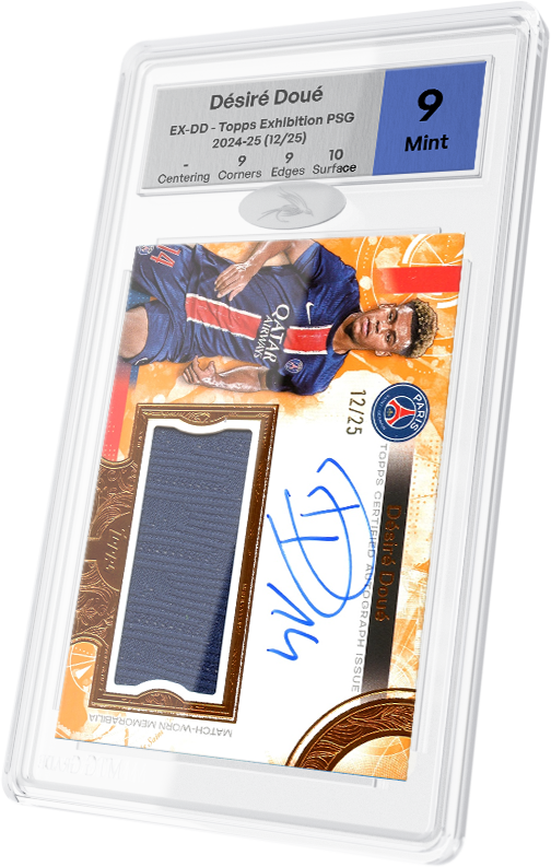 Carte Désiré Doué Topps Exhibition PSG gradée par MTG Grade