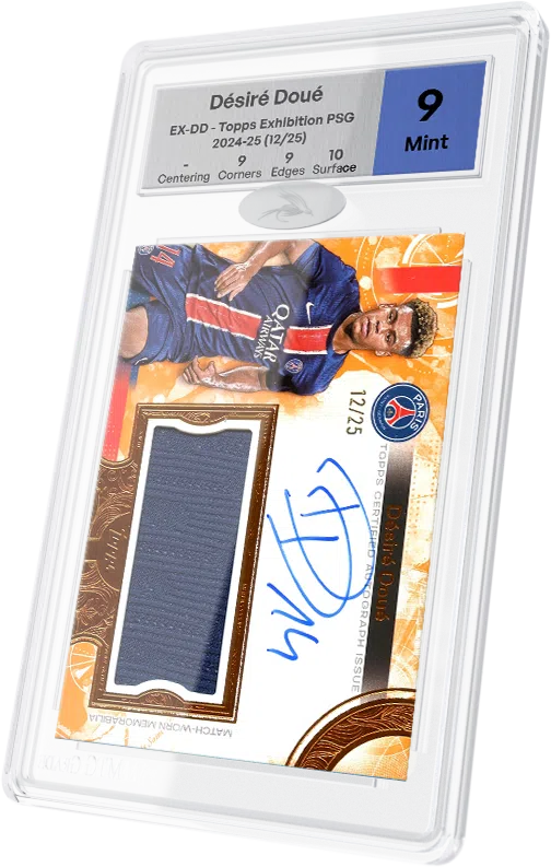 Carte Désiré Doué Topps Exhibition PSG gradée par MTG Grade